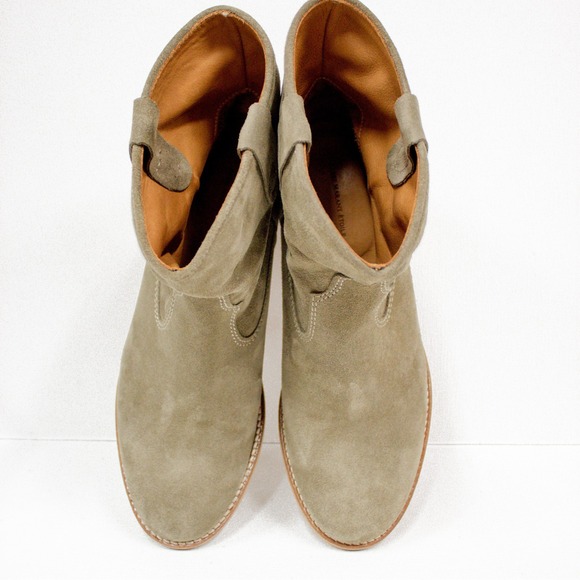 Isabel Marant Etoile Crisi Suede Ankle Boots Taupe Western Women's Size 37 - Picture 10 of 13
